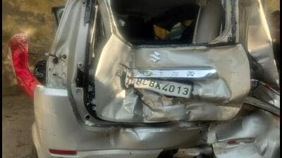 The WagonR the victims were travelling in. (HT Photo) The WagonR the victims were travelling in. (HT Photo)