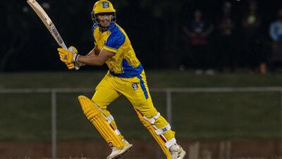 Uttar Pradesh allrounder Prashant Veer, who was bought by CSK for  ₹14.2 crore, the joint highest sum paid for an uncapped Indian player, in Tuesday’s IPL player auction. (HT Photo)