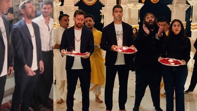 Lionel Messi performed aarti at Vantara in Jamnagar, saying ‘Jai Mata Di’ as Anant Ambani and Radhika Merchant joined the spiritual moment. (Instagram/vantara)