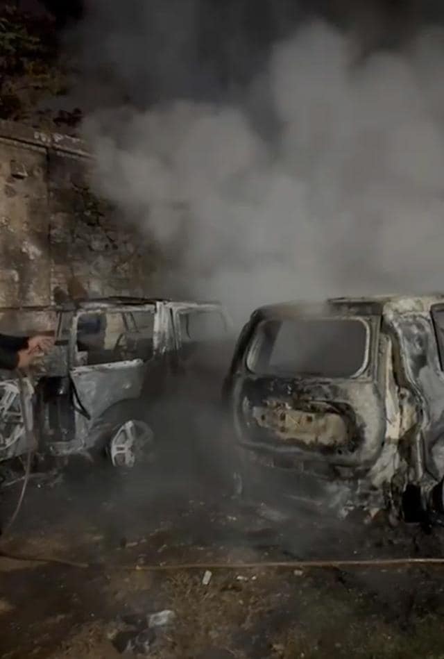 The incident was reported after locals noticed flames minutes later. Police said the motive will be clear after questioning the suspect caught on camera. (HT Photo) The incident was reported after locals noticed flames minutes later. Police said the motive will be clear after questioning the suspect caught on camera. (HT Photo)