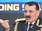 Admiral Tripathi noted that the commissioning was taking place exactly 64 years after the night when Operation Vijay began. (Hindustan Times) Admiral Tripathi noted that the commissioning was taking place exactly 64 years after the night when Operation Vijay began. (Hindustan Times)