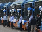Chief minister Rekha Gupta said expanding and modernising public transport was key to reducing pollution and easing traffic congestion (HT photo)