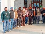 PSPCL union leaders during the state-level meeting scheduled with CMD Basant Garg at head office in Patiala on December 12. (HT Photo)