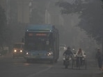 The visibility has taken a huge hit because of the layer of smog. (PTI Photo)