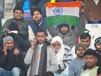 Fans at the Ekana Cricket Stadium in Lucknow