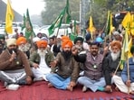 The demonstrations by the farrmers in Ludhiana on Thursday. (Manish/HT)