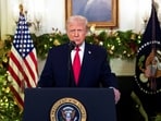 President Donald Trump delivers an address to the nation from the Diplomatic Reception Room of the White House, in Washington, D.C., U.S., Wednesday.