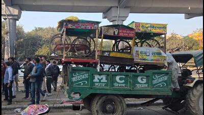 During the encroachment drive on Thursday. (HT) During the encroachment drive on Thursday. (HT)
