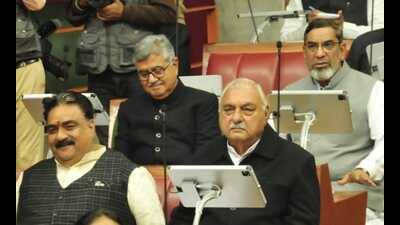 LOP Bhupinder Singh Hooda during the assembly session in Chandigarh on Thursday. (HT Photo) LOP Bhupinder Singh Hooda during the assembly session in Chandigarh on Thursday. (HT Photo)