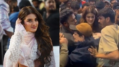 Nidhhi Agerwal was pushed and shoved by a large crowd at The Raja Saab event on Wednesday.
