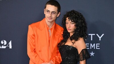 Timothee Chalamet and US-German actress Odessa A'zion attend the NY premiere of "Marty Supreme" in New York on December 16, 2025. (AFP) Timothee Chalamet and US-German actress Odessa A'zion attend the NY premiere of "Marty Supreme" in New York on December 16, 2025. (AFP)
