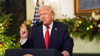 President Trump speaking from the White House on Wednesday evening.