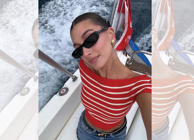 Hailey Bieber jumped onto the tomato-girl core trend. That’s when you wear red and white. (INSTAGRAM/@HAILEYBIEBER) Hailey Bieber jumped onto the tomato-girl core trend. That’s when you wear red and white. (INSTAGRAM/@HAILEYBIEBER)