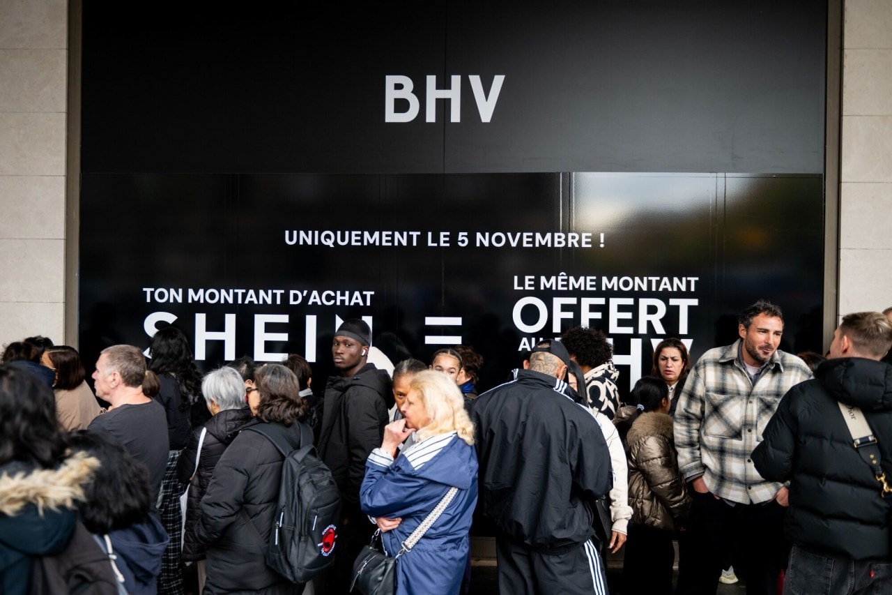 Shoppers line up for the opening of Shein Group’s first permanent retail store at the BHV Marais department store in Paris last month. Shoppers line up for the opening of Shein Group’s first permanent retail store at the BHV Marais department store in Paris last month.