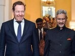 External affairs minister S. Jaishankar meets Netherlands' foreign minister David van Weel in New Delhi on Friday (@DrSJaishankar X)