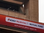 Signage at an ICICI Prudential AMC branch in Delhi.