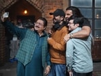 Rakesh Bedi clicks a selfie with Aditya Dhar and Ranveer Singh on the sets of Dhurandhar. 