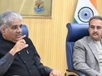 Yadav reviewed the individual presentations on measures taken by the state governments. (@EnvironmentPib) Yadav reviewed the individual presentations on measures taken by the state governments. (@EnvironmentPib)