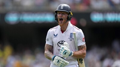 England's Ben Stokes reacts after getting bowled by Australia's Mitchell Starc (REUTERS)