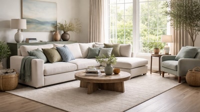 Soft blues, earthy greens and smoky neutrals create calming, lived-in spaces that feel timeless and support wellness in everyday home life. (Ai Generated) Soft blues, earthy greens and smoky neutrals create calming, lived-in spaces that feel timeless and support wellness in everyday home life. (Ai Generated)