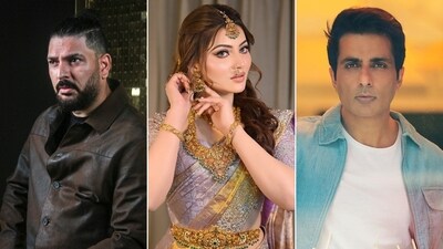 File photo of Yuvraj Singh, Urvashi Rautela and Sonu Sood. File photo of Yuvraj Singh, Urvashi Rautela and Sonu Sood.