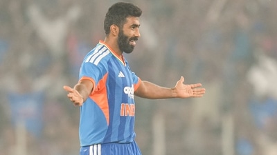 Jasprit Bumrah triggered South Africa's downfall when he caught and bowled Quinton de Kock on 65 off a yorker and finished with an outstanding 2-17 from four overs. (PTI) Jasprit Bumrah triggered South Africa's downfall when he caught and bowled Quinton de Kock on 65 off a yorker and finished with an outstanding 2-17 from four overs. (PTI)