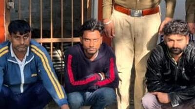 The arrested men in police custody on Friday.