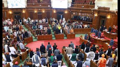 The house observed a two-minute silence to pay respect to Sudhakar Singh. (HT photo) The house observed a two-minute silence to pay respect to Sudhakar Singh. (HT photo)