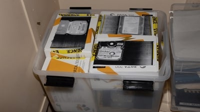 Material marked with evidence tape inside the home of Jeffrey Epstein is shown in this image from the estate of late financier and convicted sex offender Jeffrey Epstein, released by the Department of Justice in Washington. (Reuters)