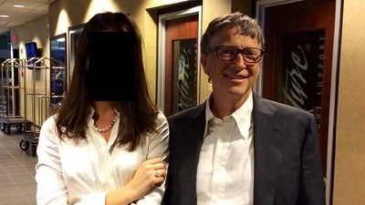 Bill Gates appears with a woman, who's identity has been obscured, in this image from the Epstein estate released by House Oversight Committee Democrats in Washington, D.C., U.S., on December 18, 2025. (REUTERS)