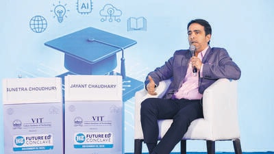 Union Minister of State (MoS) for education and skill development Jayant Chaudhary at HT Future Ed Conclave (HT photo) Union Minister of State (MoS) for education and skill development Jayant Chaudhary at HT Future Ed Conclave (HT photo)