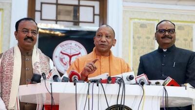 Uttar Pradesh chief minister Yogi Adityanath during a press conference on the first day of the winter session of the state legislature on Friday. Deputy chief ministers Keshav Prasad Maurya and Brajesh Pathak are seen with him. (REPRESENTATIVE IMAGE) Uttar Pradesh chief minister Yogi Adityanath during a press conference on the first day of the winter session of the state legislature on Friday. Deputy chief ministers Keshav Prasad Maurya and Brajesh Pathak are seen with him. (REPRESENTATIVE IMAGE)