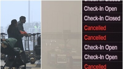 Some flights were cancelled at the Delhi airport this morning as dense fog and low visibility continued. (HT/Vipin Kumar) Some flights were cancelled at the Delhi airport this morning as dense fog and low visibility continued. (HT/Vipin Kumar)