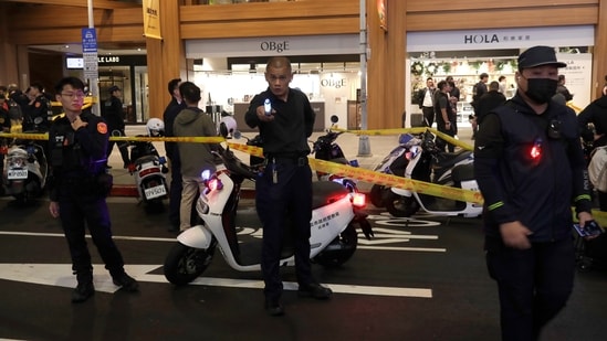 Taiwan police cordoned off the scene after a knife attack in Taipei, Taiwan, Friday, Dec. 19, 2025.&nbsp;(AP)