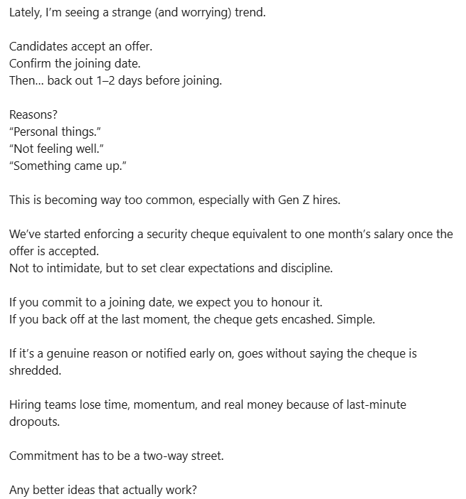 A LinkedIn post by a Gujarat founder. (Screengrab (LinkedIn)) A LinkedIn post by a Gujarat founder. (Screengrab (LinkedIn))