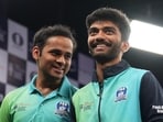 Arjun Erigaisi (left) and D Gukesh after their win. (HT)