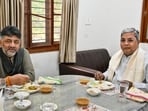 File photo of Karnataka Chief Minister Siddaramaiah with Deputy CM D K Shivakumar during a breakfast meeting amid the ongoing leadership issue in the state, at the former's residence 'Kaveri', in Bengaluru last month.