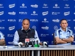 Devajit Saikia, Ajit Agarkar, and Suryakumar Yadav during a press conference to announce the Indian squad for the ICC Men's T20 World Cup 2026. Devajit Saikia, Ajit Agarkar, and Suryakumar Yadav during a press conference to announce the Indian squad for the ICC Men's T20 World Cup 2026.
