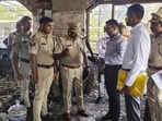 Police and forensic personnel inspect the site where a fire killed 25 people at the Birch by Romeo Lane nightclub, in Arpora, Goa. (PTI File Photo)