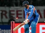 Shubman Gill is bowled by South Africa's Marco Jansen during the third T20I in Dharamsala. (AFP) Shubman Gill is bowled by South Africa's Marco Jansen during the third T20I in Dharamsala. (AFP)