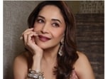 Madhuri looked pretty in the pink lehenga. 