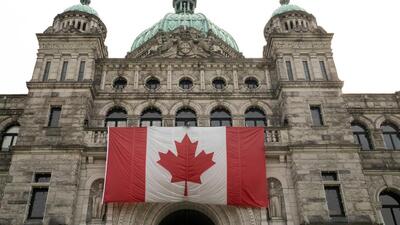 A Canadian flag adorns British Columbia's provincial legislature building in Victoria, British Columbia. (REUTERS) A Canadian flag adorns British Columbia's provincial legislature building in Victoria, British Columbia. (REUTERS)