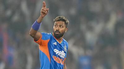 Ahmedabad: India's Hardik Pandya celebrates the wicket of South Africa's Dewald Brevis during the fifth T20 International cricket match of a series between India and South Africa, at Narendra Modi Stadium in Ahmedabad, Friday, Dec. 19, 2025. (PTI Photo/Shashank Parade)(PTI12_19_2025_000592B) (PTI)