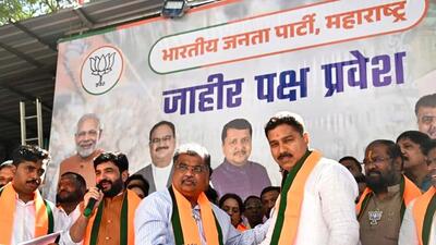 BJP conducted large-scale induction drive on Saturday, informally described as a “mega bharti,” as several corporators, former candidates, and relatives of opposition MLAs joined the party. (HT) BJP conducted large-scale induction drive on Saturday, informally described as a “mega bharti,” as several corporators, former candidates, and relatives of opposition MLAs joined the party. (HT)