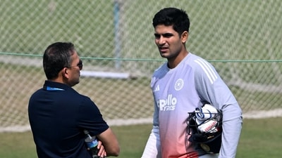 India ODI and Test captain Shubman Gill and Ajit Agarkar interact. (AFP)