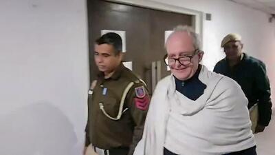 Christian Michel James leaves from Rouse Avenue court after hearing in the Augusta Westland VVIP chopper case, in New Delhi on Saturday. (ANI Video Grab) Christian Michel James leaves from Rouse Avenue court after hearing in the Augusta Westland VVIP chopper case, in New Delhi on Saturday. (ANI Video Grab)