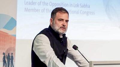 Leader of Opposition in the Lok Sabha and Congress leader Rahul Gandhi addresses a gathering during a visit to the Hertie School, in Berlin, Germany. (@INCOverseas) Leader of Opposition in the Lok Sabha and Congress leader Rahul Gandhi addresses a gathering during a visit to the Hertie School, in Berlin, Germany. (@INCOverseas)