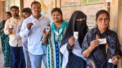 Casting of votes began at 7.30 am and the voter turnout was recorded to be 47.04 percent till afternoon, (PTI) Casting of votes began at 7.30 am and the voter turnout was recorded to be 47.04 percent till afternoon, (PTI)