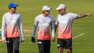 Suryakumar Yadav with Abhishek Sharma and Shubman Gill (PTI)