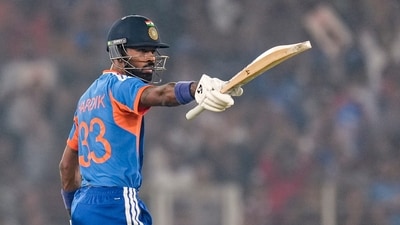 India's Hardik Pandya celebrates his half century during the fifth T20 International. (PTI) India's Hardik Pandya celebrates his half century during the fifth T20 International. (PTI)